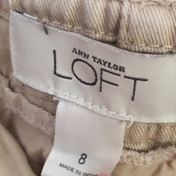 LOFT Khaki Mini Trendy Y2K Skirt Womens Size 8 Neutral Feminine Patchwork - Picture 5 of 6